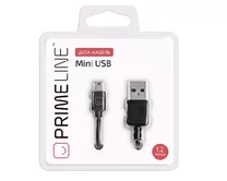 Кабель Prime Line mini USB - USB черный, 1м