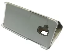 Чехол книжка Samsung A730F A8+ 2018 Mirror (серебро)