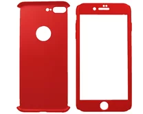 Чехол iPhone 7/8 Plus Двухсторонний + стекло (красный)