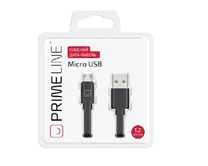 Кабель Prime Line microUSB - USB плоский, черный, 1.2м