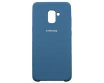 Чехол Samsung A730F A8+ 2018 Silicone case (темно-синий)
