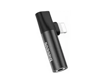 Переходник Baseus L43 Lightning + 3.5 jack + Lightning черный