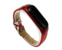 Ремешок Xiaomi Mi Band 3/4 flowers leather Burberry красный #18