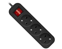 Сет фильтр 1.8м Defender G318 чер, 3 розетки+кнопка