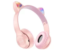 Наушники с Bluetooth P47M детские с ушками розовые