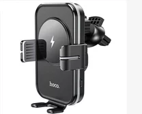Авт. держатель Hoco CA80 Buddy smart черно-серый с QI