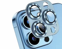 Защитная накладка на камеру iPhone 12 3D голубая
