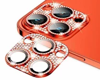 Защитная накладка на камеру iPhone 14/14 Plus 3D со стразами красная