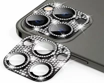 Защитная накладка на камеру iPhone 14 Pro/14 Pro Max 3D  со стразами черная
