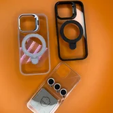 Чехол iPhone 16 Pro Max NY-23 Ring Stand Clear (белый)