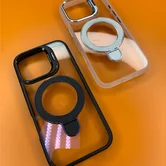 Чехол iPhone 16 Plus NY-23 Ring Stand Clear (черный)
