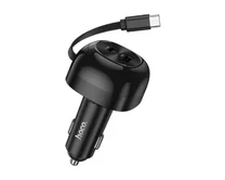 АЗУ-1USB+1USB-C Hoco NZ15 Unimpeded PD60W + выдвижной кабель Type-C, черный